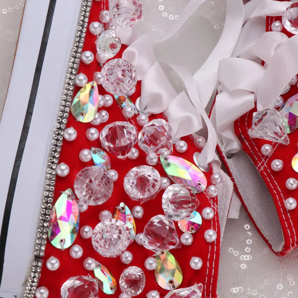 

Hot style pure hand sewn original canvas vulcanized shoes middle top lace up casual sweet princess shoes large size