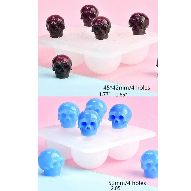 

2021 New 2Pc Skull Head Bead Resin Mold Skull Beaded Bracelet Jewelry Silicone Mold Tools 2020 trend