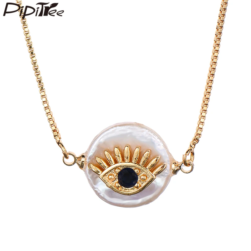 Модное круглое ожерелье Pipitree из натуральной ракушки с кулоном циркония для