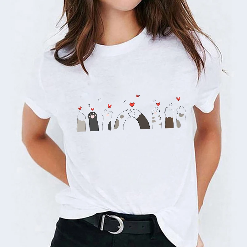 

T-shirts Top for Women Cartoon Love Heart Letter 90s Printing Print Lady Womens Graphic T Shirt Ladies Female Tee T-Shirt
