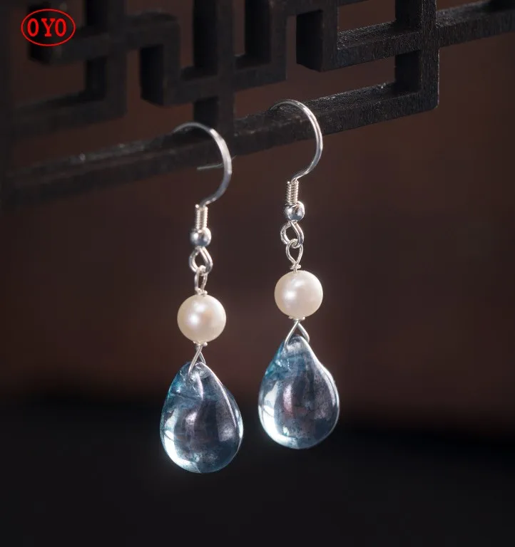 

s925 silver ink pearl earrings women