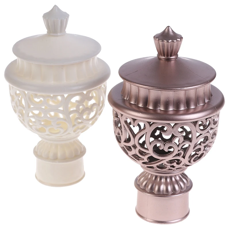 

New 2Pcs Multiple Sizes Curtain Rod Cap Finials Plastic Vintage Drapery Rail Ends Curtain Decorative
