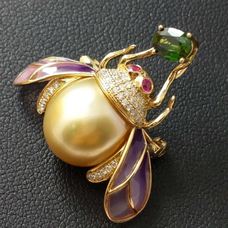 FLZB Изящные Ювелирные изделия милая пчела золото 18 карат Южное море натуральный