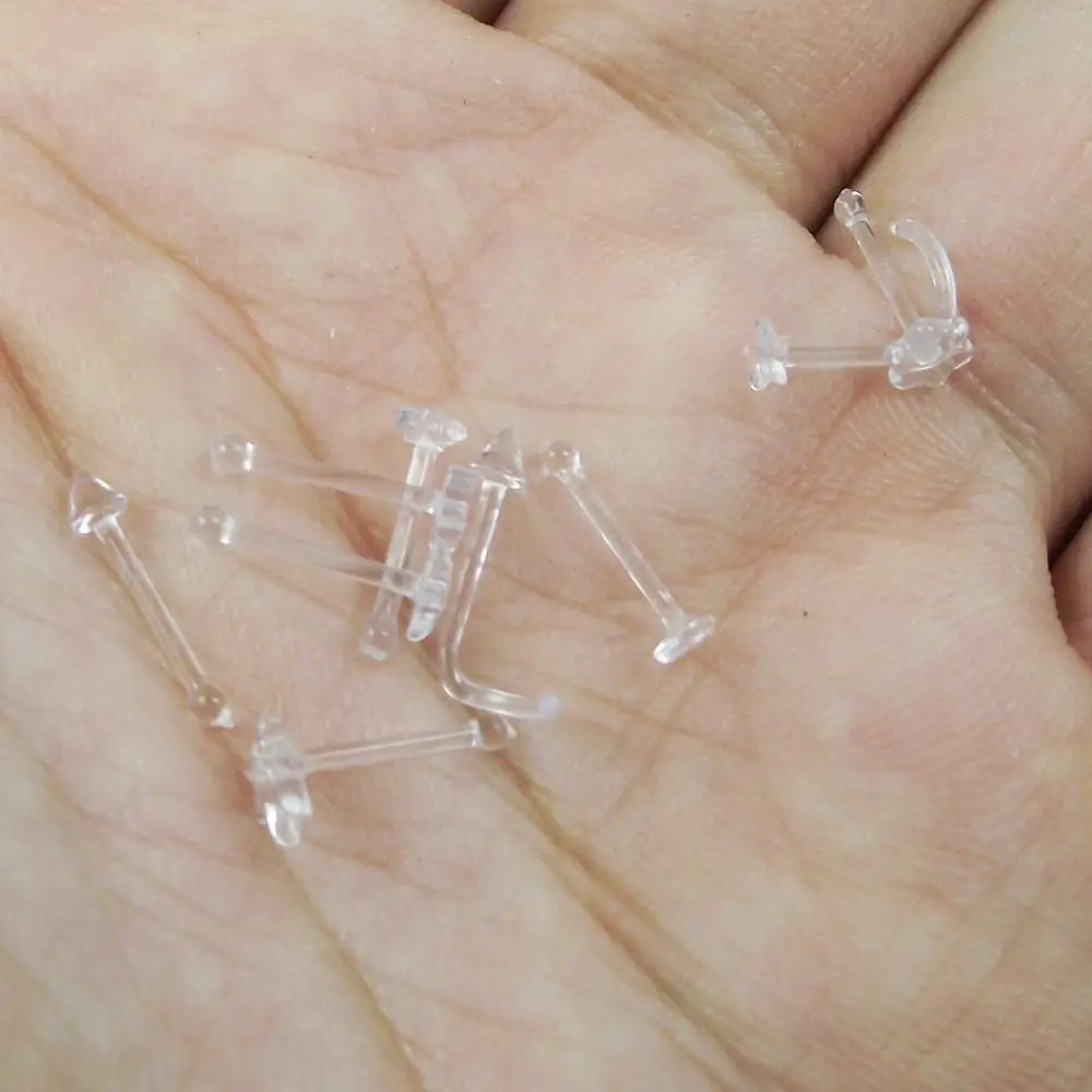 Кольца гвоздики из прозрачного мягкого пластика для пирсинга носа колец в форме