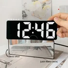 Зеркальные цифровые часы в скандинавском стиле, светодиодные настольные часы с температурной подсветкой, милые цифровые 3d-часы с будильником для спальни