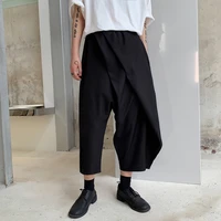 mens wide leg pants spring and autumn new personality irregular folds fashion hip hop casual large size nine minutes pants