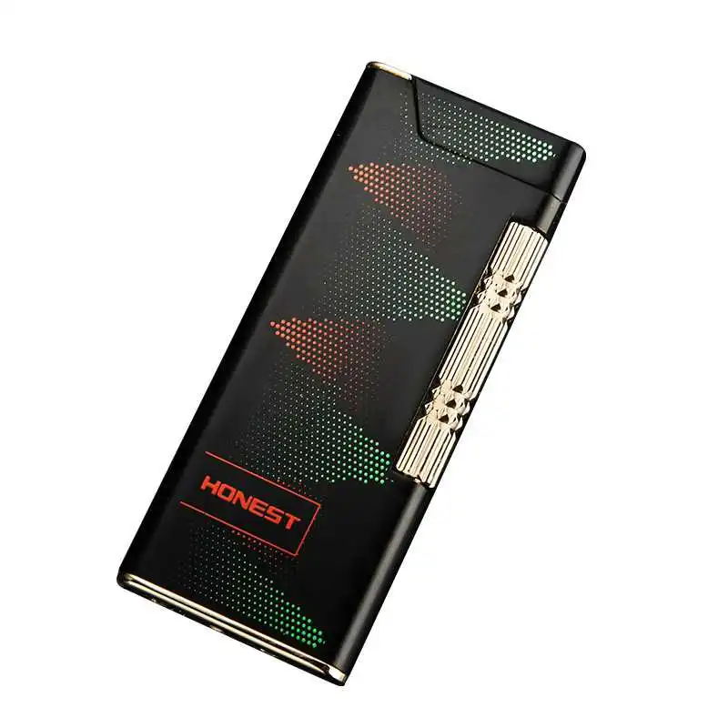 HONEST ультратонкая металлическая Бутановая газовая надувная наклонная зажигалка