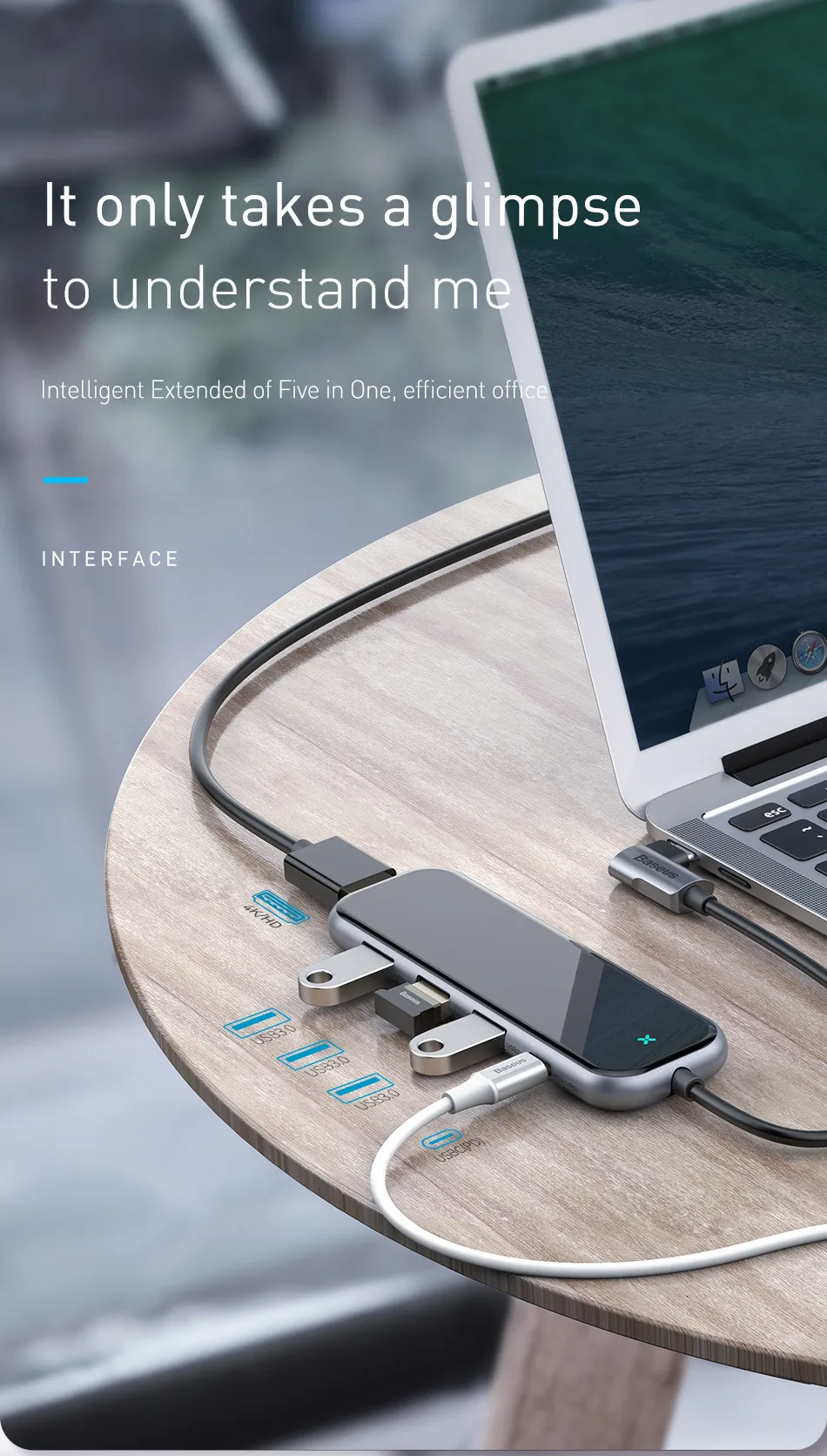 Baseus USB-C Тип C концентратор HDMI RJ45 Мульти USB 3,0 адаптер для MacBook Pro Air док-станция USB C концентратор с Беспроводной Зарядное устройство для наручных часов iWatch