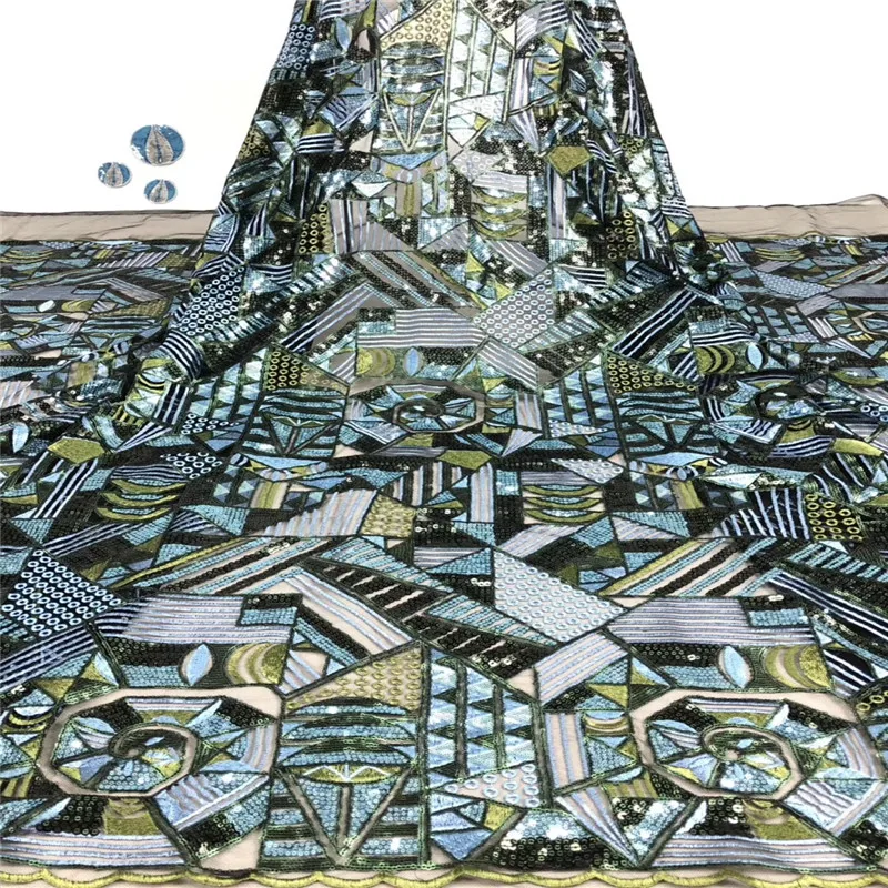 

Latest Sequins African Tulle Lace High-Quality Embroidery Nigerian lace fabric French lace Fabric for wedding dress xb11-55