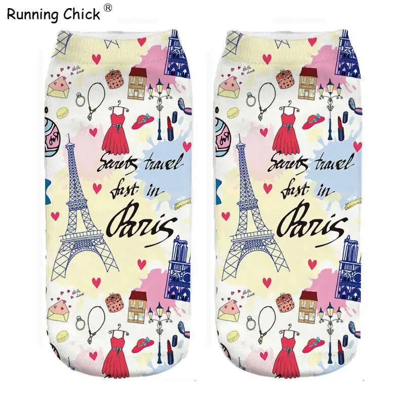 Носки с 3d цифровой печатью RUNNING CHICK Fashion paris оптовая продажа и Прямая