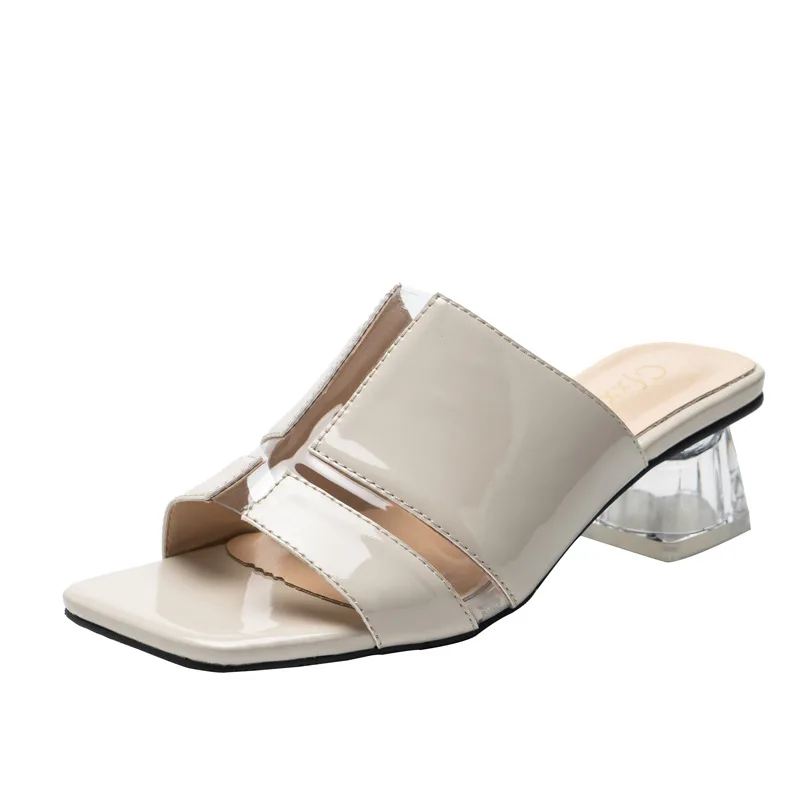 

Women Sandals Package Transparent Low Heel Women Sandals 2021 Summer New Fashion Square Mirror Thick Heel Women's Shoes 50% Off