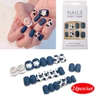 Накладные ногти 24 шт.компл. носимые накладные ногти с круглой головкой полное покрытие короткие накладные ногти с клеем DIY Маникюрный Инструмент