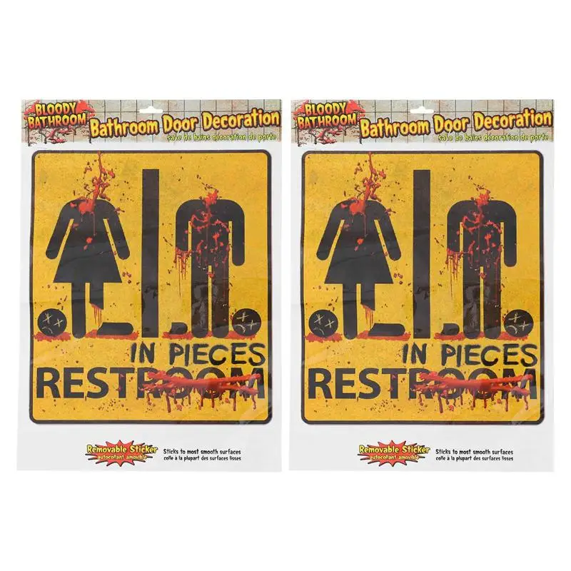 

2 Sheets of Bathroom Door Stickers Halloween Adhesive Stickers Door Decoration