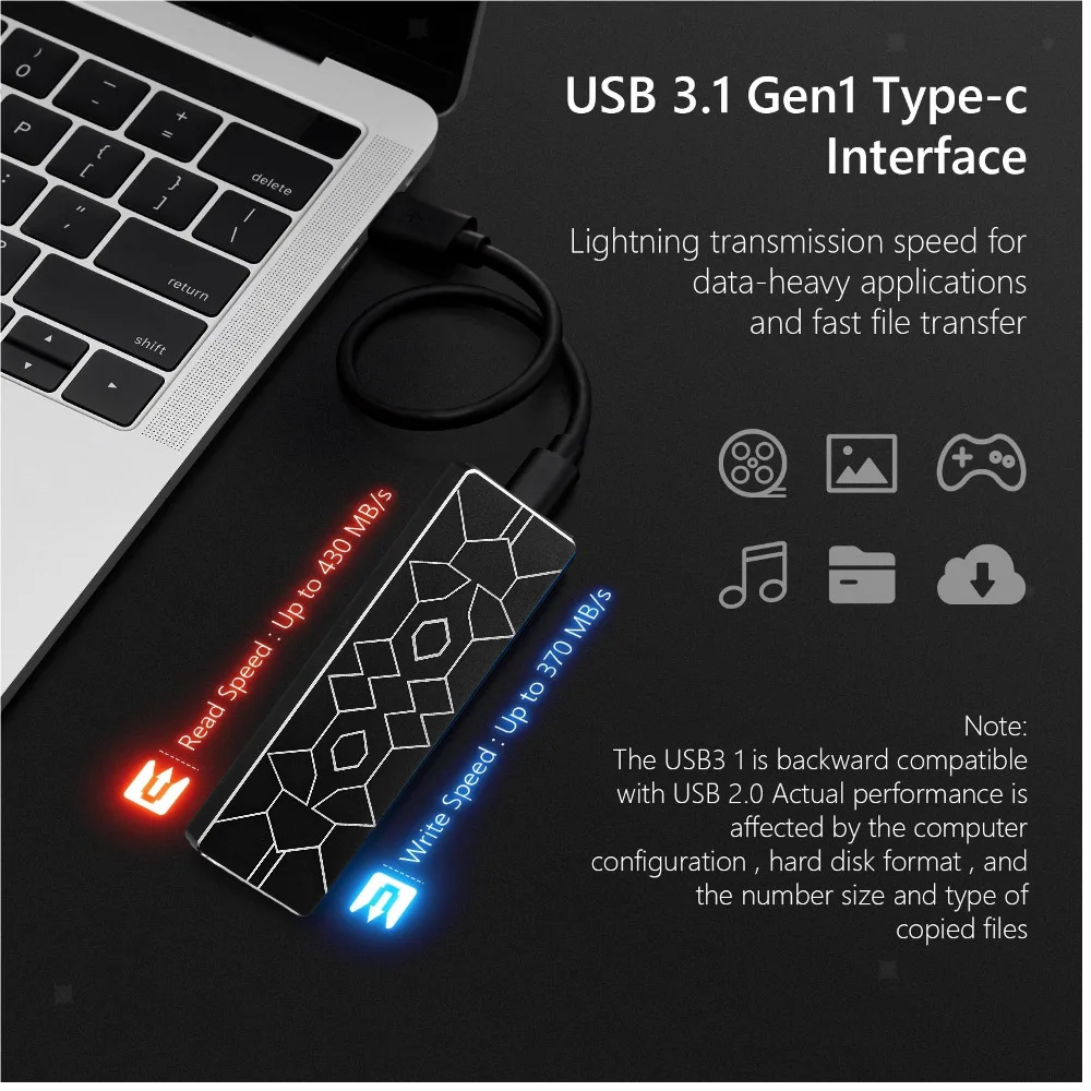 SSD USB 3.1 2 ТБ внешний жесткий диск для настольного мобильного ноутбука компьютера