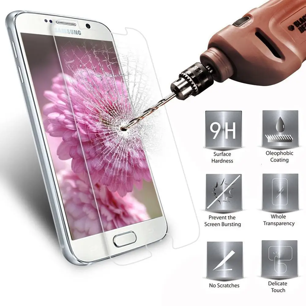 1 шт. Fundas для Samsung Galaxy S3 мини S4 S5 S6 J1 J5 J7 Note 3 4 5 Защитная пленка 9H закаленное Стекло