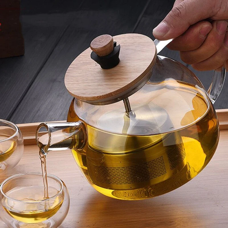 Чайник из нержавеющей стали с заварочным устройством прозрачный термостойкий