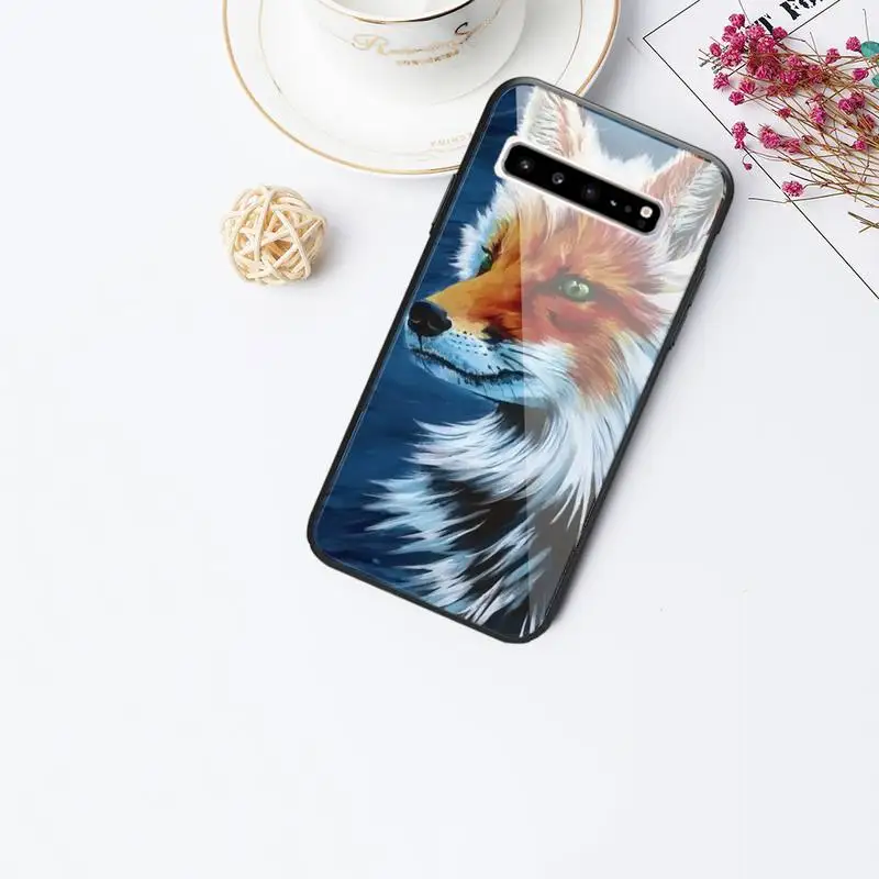 

Fox Print Phone Case For Galaxy Tempered Glass Cases Apply To S10 S9 S8 S7 S6edge Plus TPU Cover