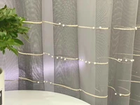 striped luxury beautiful endless pearl embroidery pearl tulle curtains for bedroom living room white sheer kitchen window screen
