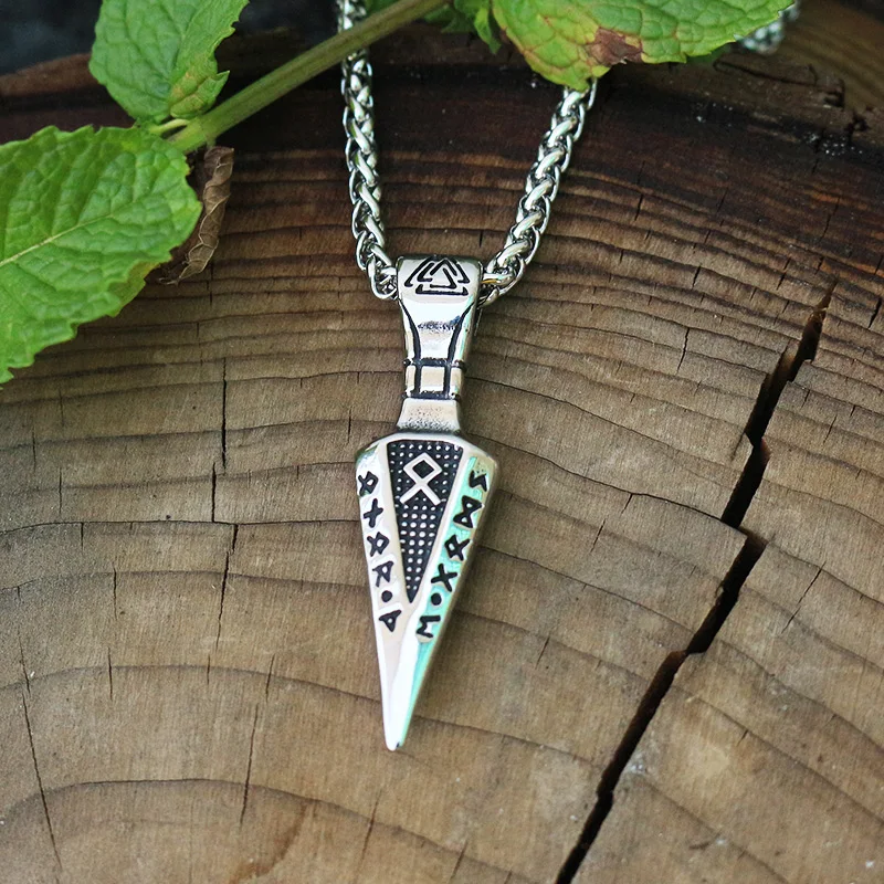 1pcs Norse Viking valknut Triangle arrow rune pendant men Cool necklace stainless steel with viking letter |