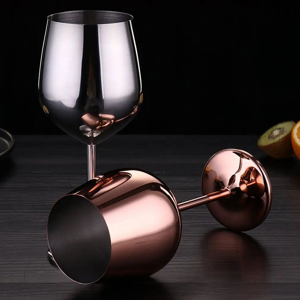 

500ML Stainless Steel Red Wine Goblets Silver Rose Gold Red Wine Glass Juice Drink Champagne Goblet Party Barware Kitchen Tools