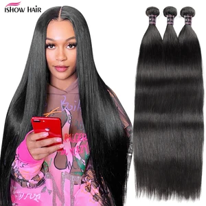 Пряди натуральных бразильских волос Ishow Bone, 30 дюймов, пряди натуральных волос для наращивания