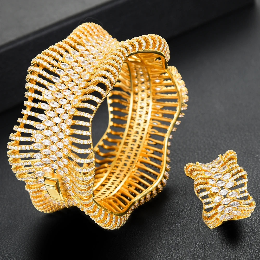 SISCATHY благородный женский большой полый золотой браслет кольцо ювелирный набор