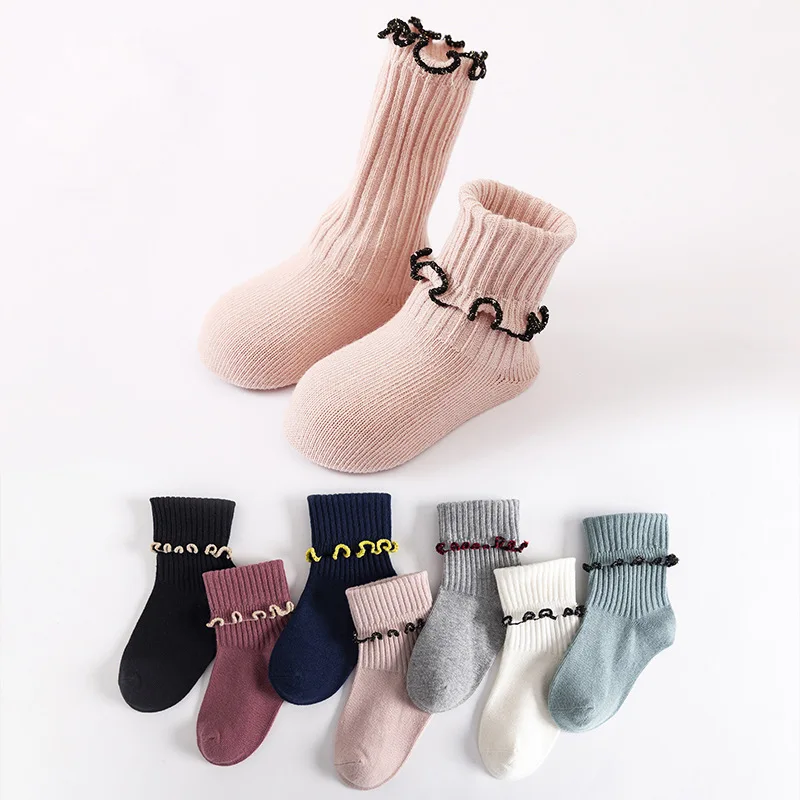 Calcetines para beb&eacute; de 0 a 8 a&ntilde;os, de algod&oacute;n puro, Color s&oacute;lido, para reci&eacute;n nacido-2
