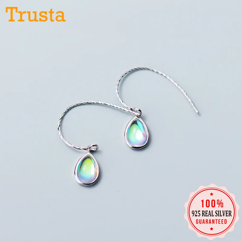 Trusta, 925 пробы, Настоящее серебро, капля воды, синтез, цветные глазурные серьги для женщин, девушек, серебряные ювелирные изделия DS1200