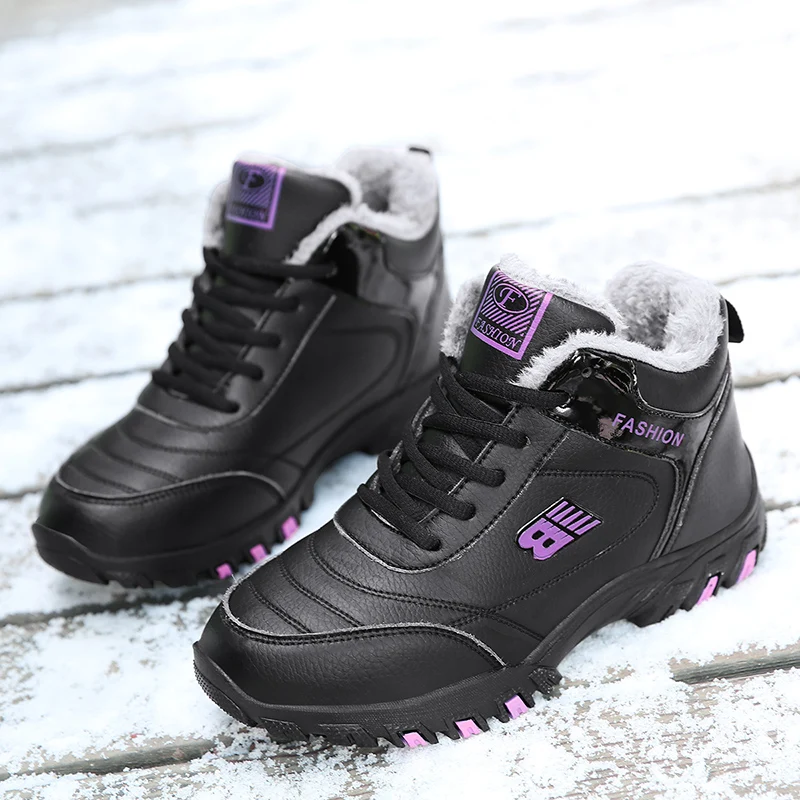 

New Arrival Female Sports Sneakers Leather Ladies Gym Shoes Anti Slip Running Shoes Women With Fur Jogging Walking Shoes Womens