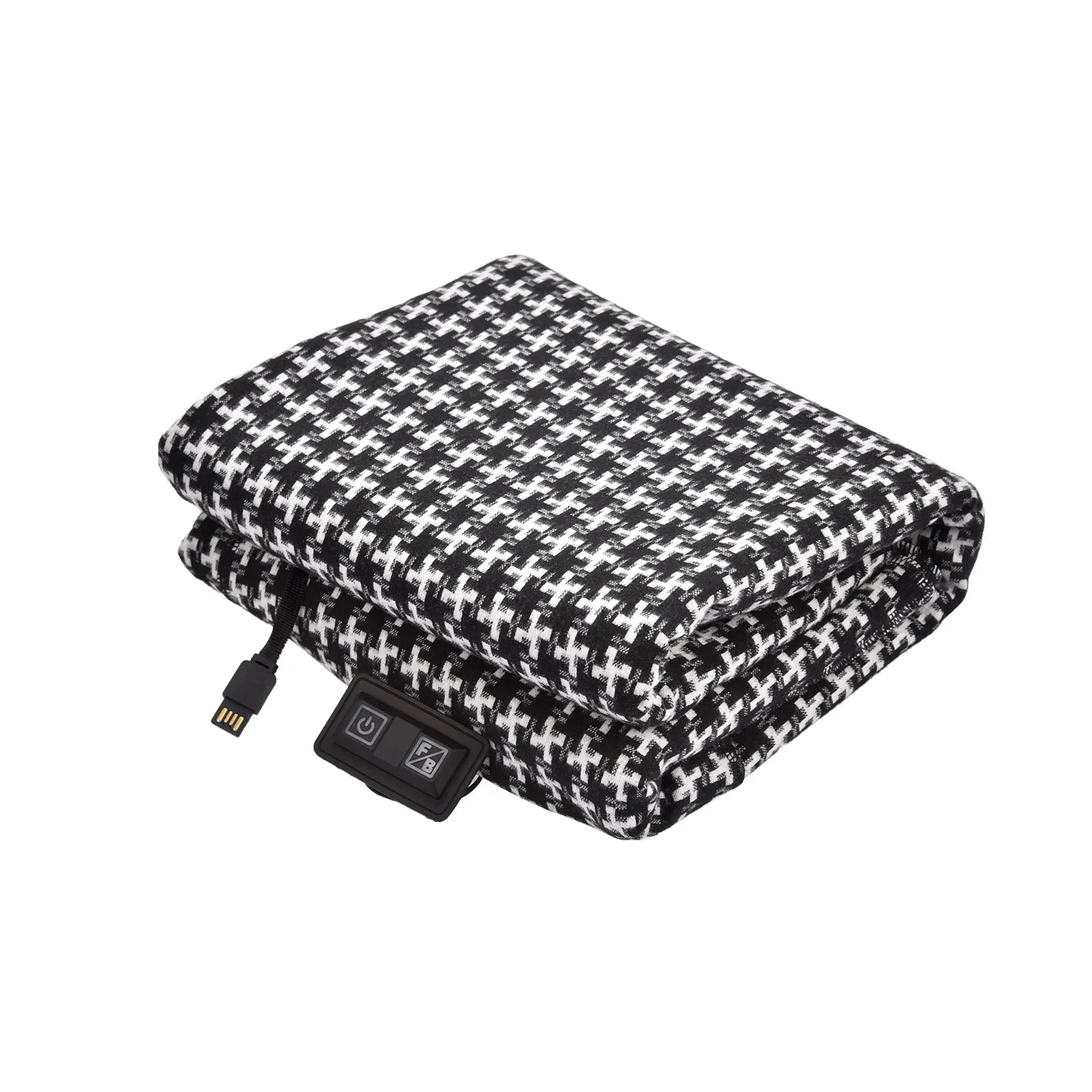 

170x70cm USB Heating Blanket Wearable Heating Shawl Fashionable Houndstooth Woolen Portable Soft Warm Electric Blanket Shawl