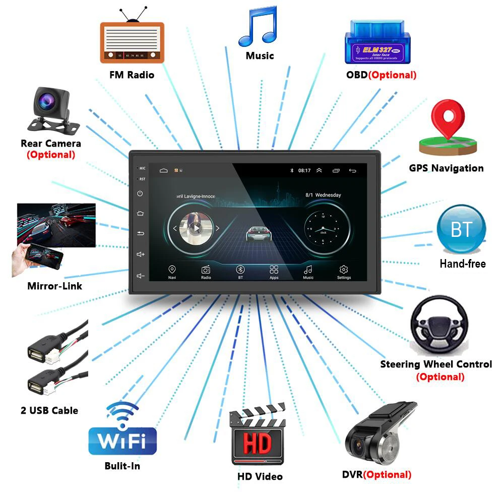 Автомагнитола AMPrime мультимедийный плеер на Android с Bluetooth GPS Wi-Fi 8 ОЗУ + 128 ПЗУ для Toyota VW