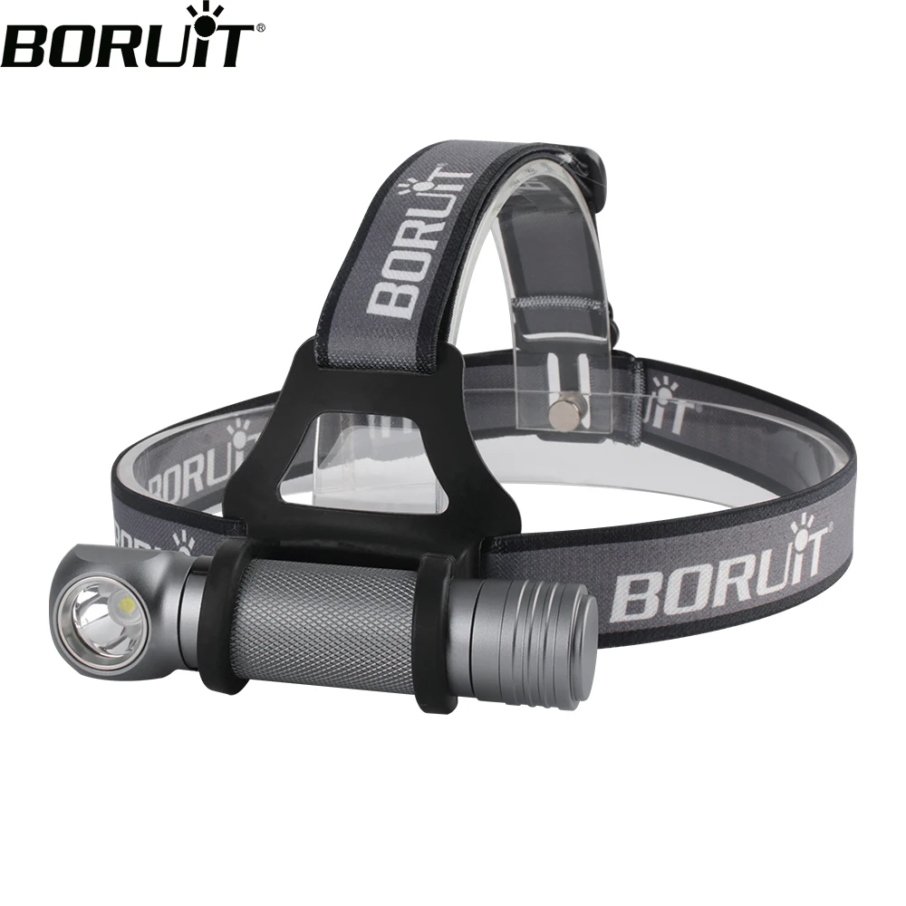 BORUiT LED 1000LM Headlamp 3-Mode Waterproof Flashlight Use 18650 Battery Head Torch Camping Hunting Powerful Headlight