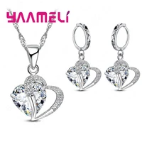 new hottest design womens 925 sterling silver cubic zirconia necklace earrings wedding jewelry sets gifts nice