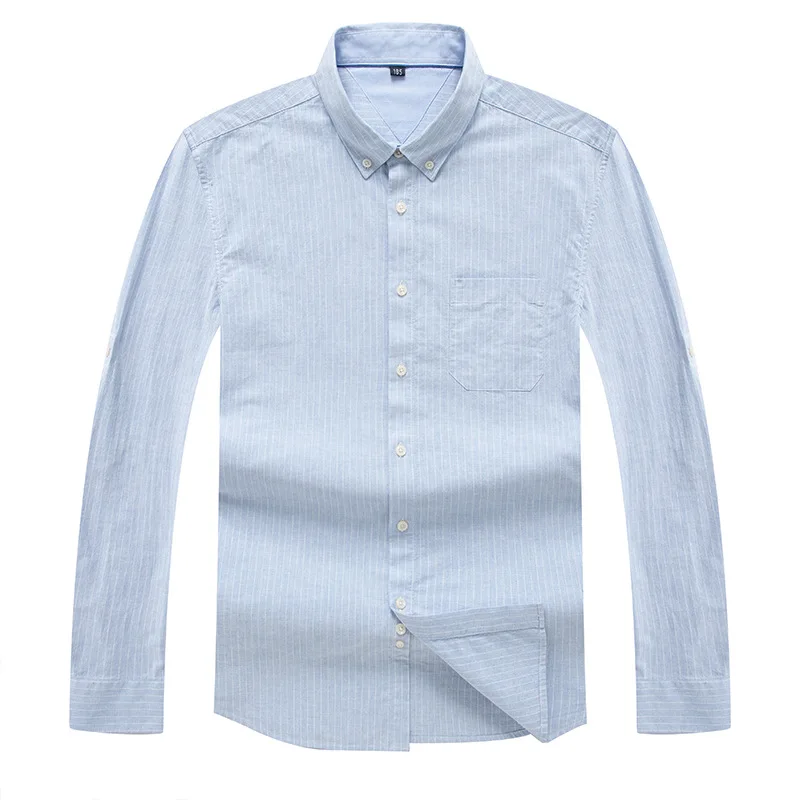 

Men's spring and Autumn New Cotton Long Sleeve Shirt fat plus oversize loose casual stripe cardigan shirt fashion