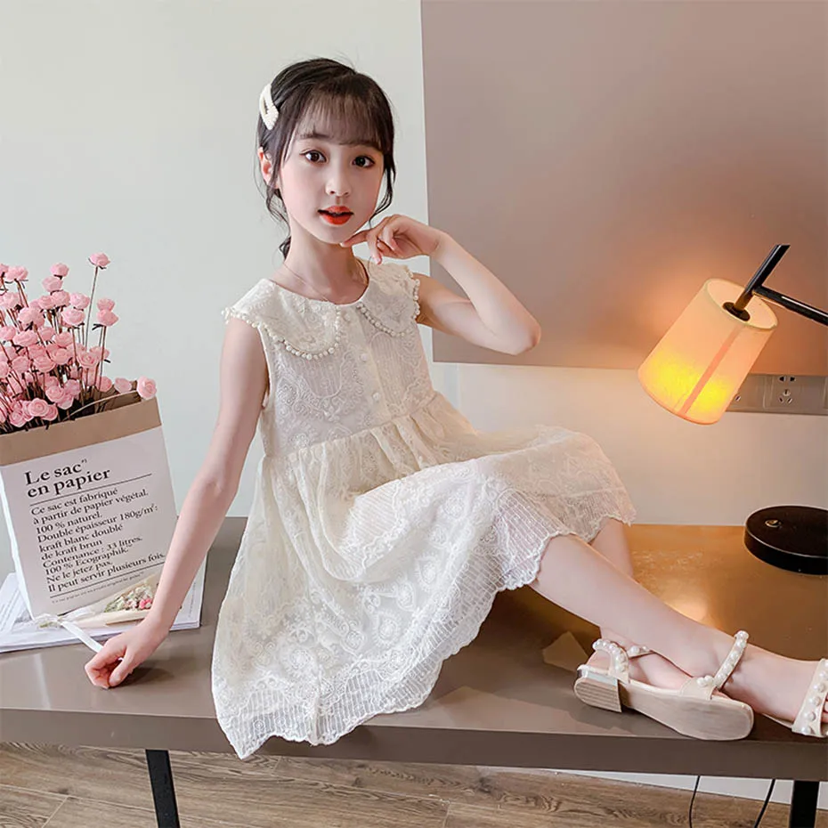 Летние платья для девочек детские праздничные с цветочной вышивкой платье без