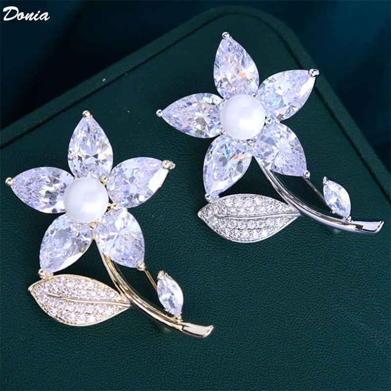 

Donia jewelry New high-grade AAA zircon flower brooch elegant fashion pin temperament Joker coat accessories corsage