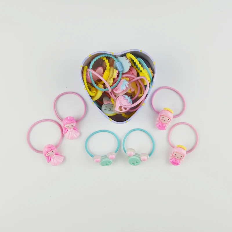 Mixed Styles 20 Pcs/Lot New Gift Box Packed Girls Cute Cartoon Elastic Hair Band Headwear Scrunchies Rubber Bands Accessory | Детская