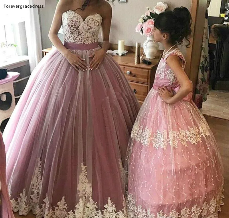 

2019 Pink Quinceanera Dress Princess Puffy Appliques Flowers Sweet 16 Ages Long Girls Prom Party Pageant Gown Plus Size