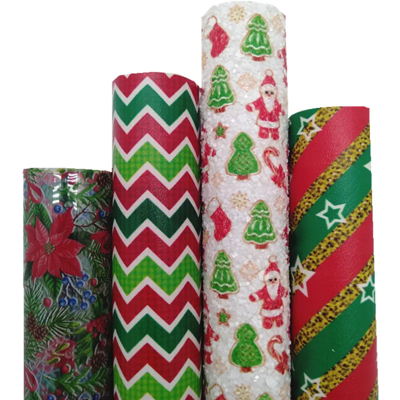 

Искусственная кожа с блестками и рисунком Санта-Клауса, 21x29 см, Q272