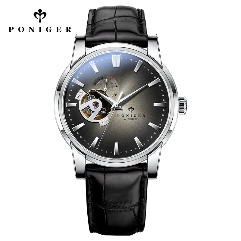 

Часы наручные Poniger Мужские автоматические, брендовые водонепроницаемые Модные механические с сапфировым стеклом и ремешком из натуральной...