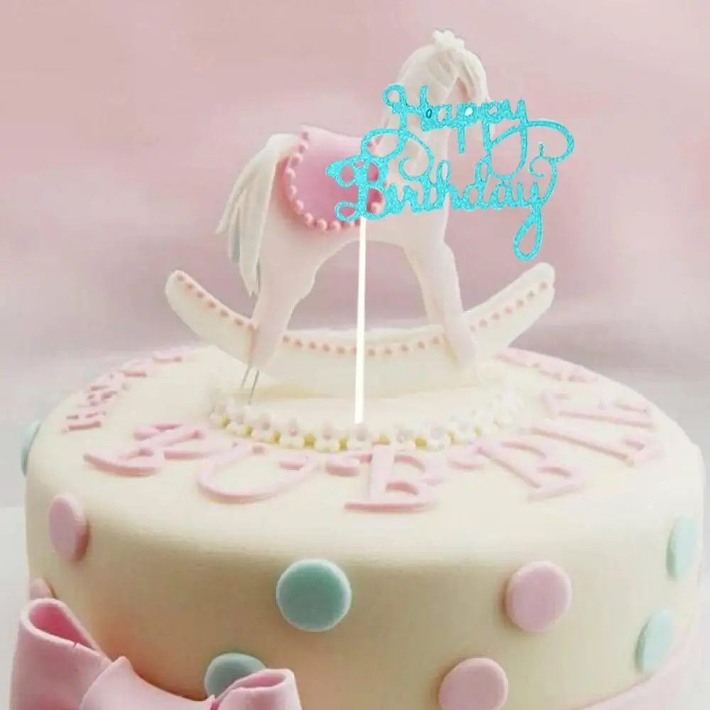 Christmas children Birthday cake card Glitter 3D Paper Happy Cake Topper Cupcake Dessert Decor Supplies insert @30 | Дом и сад