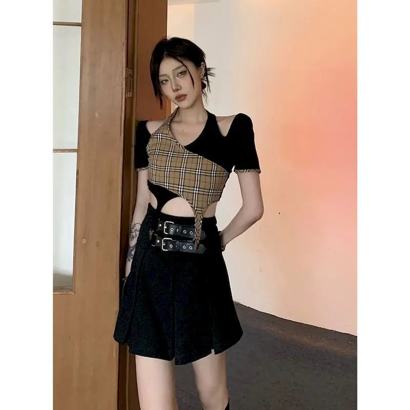 

Hot Girl Dress Sexy Korean Halter Stretch Boat Neck Strapless Dress Sleeveless Bare Waist Tight Female Skirt Dancing Fashion