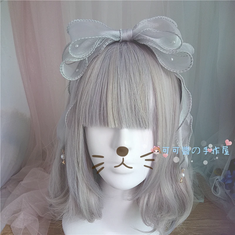 

Lolita Hair Bands Japanese-style SOFT Girl GIRL'S Heart Loli Lolita Headband Gauze Pearl KC Bow Hair Accessories