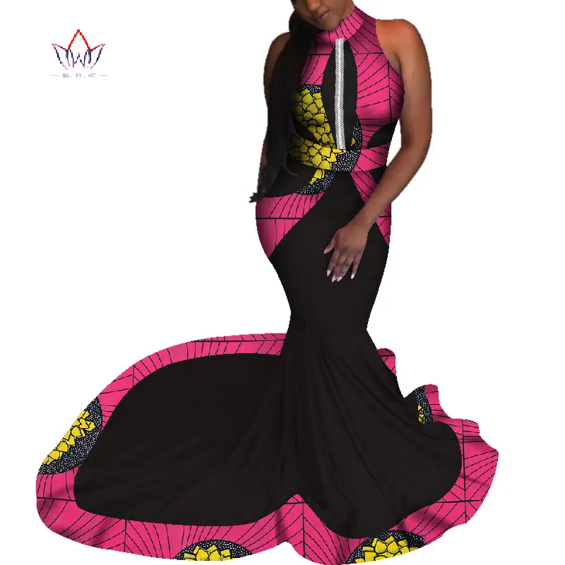 Mermaid African Dresses New Arrival sleeveless Floor Length Women Formal Occasion Dress Africa Evening Gowns for Women WY4647