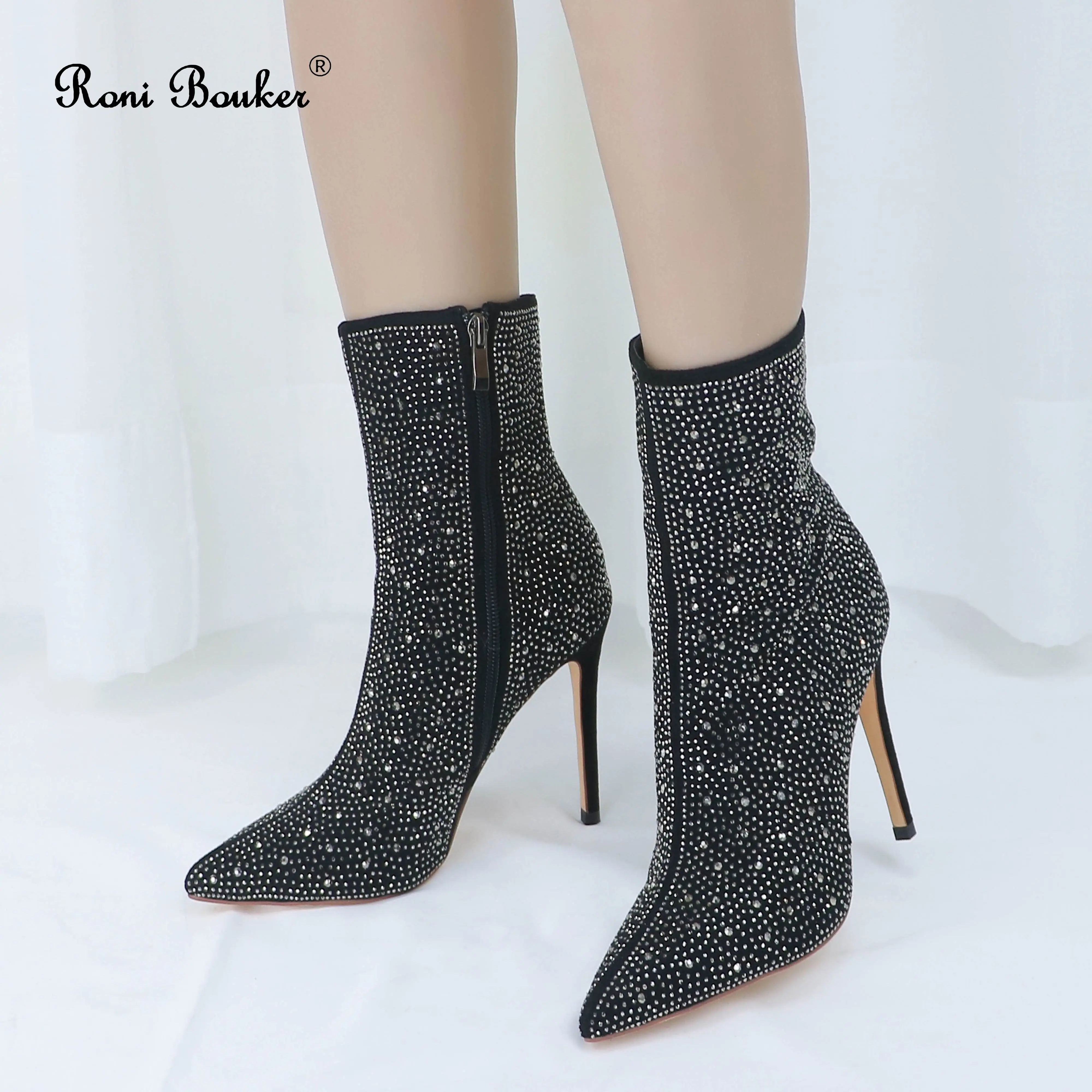 Женские ботинки на высоком каблуке с молнией зиму | Обувь