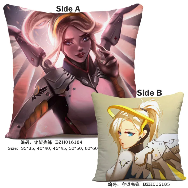 45X45 см аниме игра Overwatch наволочка OW dva Mercy Mei Hanzo Genji Reaper Dakimakura Чехол 3D двухсторонний принт наволочка
