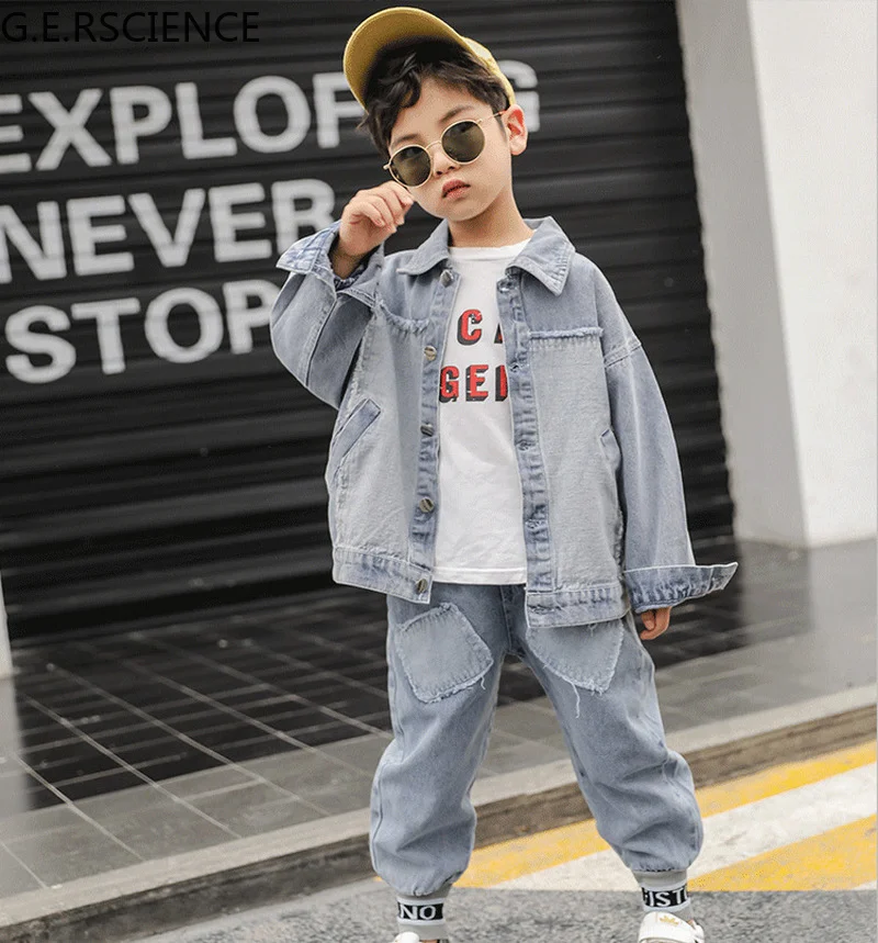 

Children's clothing children's denim suit autumn clothing 2021 new big children's fashionable two-piece
