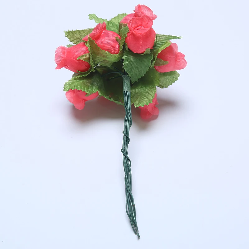 

12pcs Mini Artificial Flower Silk Rose Flower Bouquet for Wedding Party Home Decoration DIY Wreath Scrapbook accessories