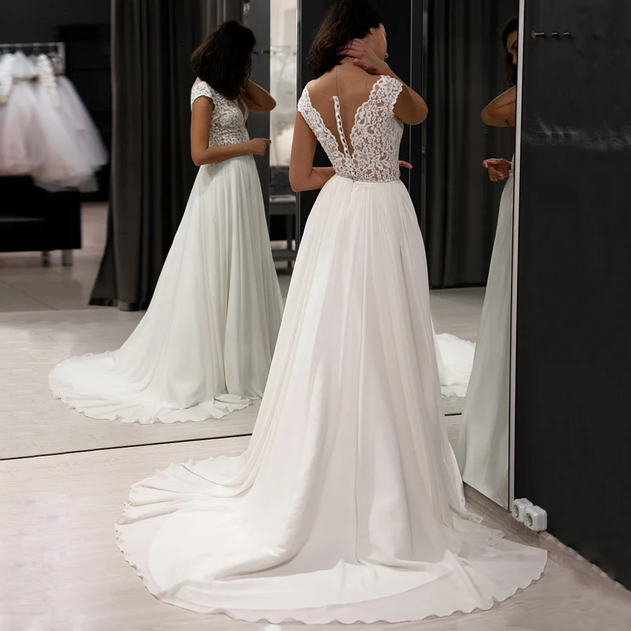 Простое свадебное платье Vestidos De Novia, кружевное, шифоновое, Пляжное, свадебные платья большого размера mariage trouwjurk