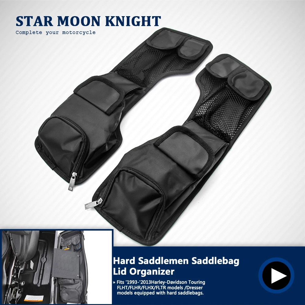 Черная мотоциклетная жесткая седельная сумка Органайзер с крышкой черного цвета